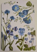 Frühstücksbrett Birkenholz20x27cm blaue Blumen 25.002